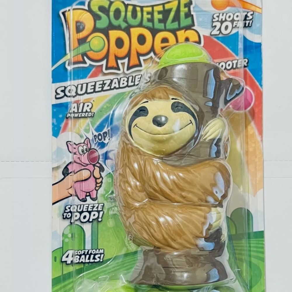 Hog Wild Sloth Squeezeable Soft Popper Foam Ball Shooter  NEW
